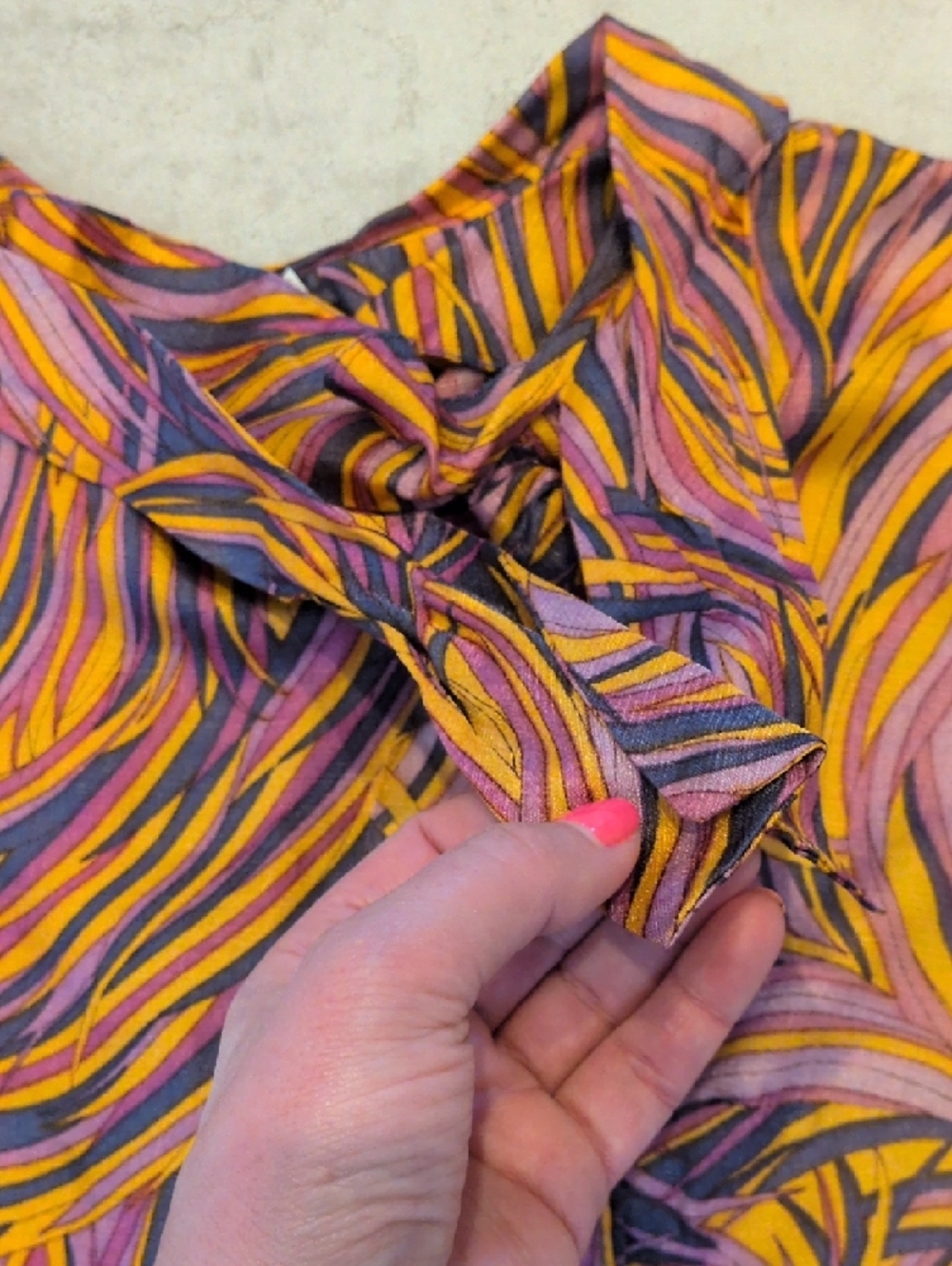 Beeline Brand Vintage 60's Swirl Print Midi Dress in Pink, Yellow, Purple - Picture 8 of 10